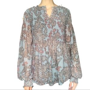 AKEMI + KIN long sleeve paisley print tunic top